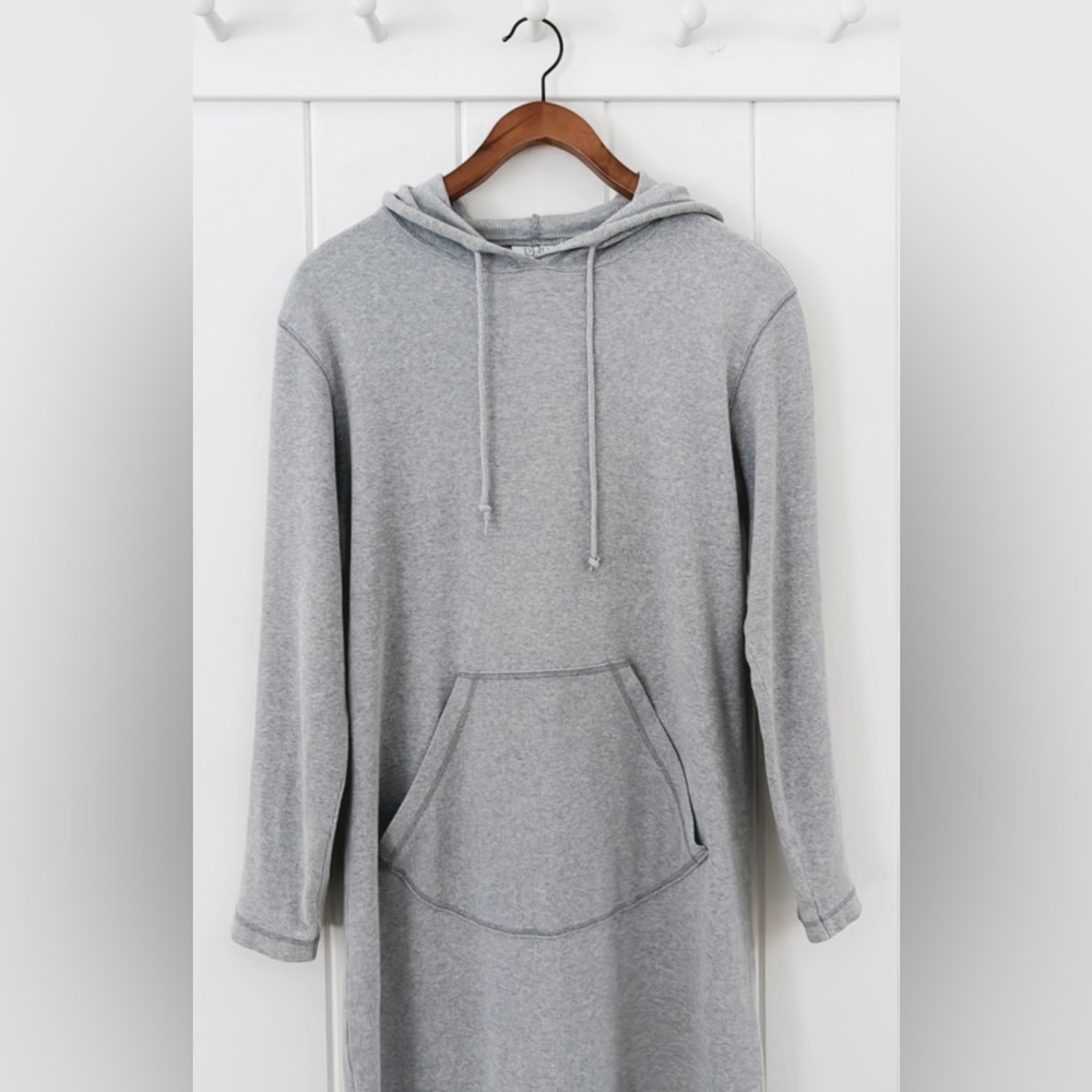 Vintage Paul Harris Designs Ribbed Hoodie Dress Grey Casual Lounge Women Medium - Picture 9 of 15